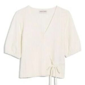 Women's Texture‎ & Thread Madewell Lightweight Puff-Sleeve Wrap Top Cotton Ivory